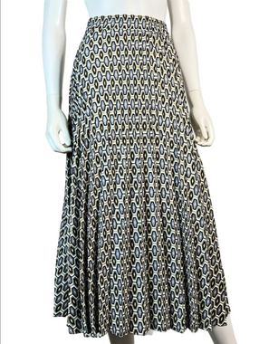 Max Studio Geometric Print Multi-Color Micro Pleated Elastic Waist Midi Skirt